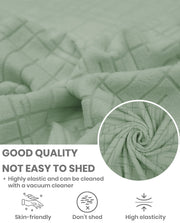 Lukzer Pastel Shades Textured Sofa Cover - Green Tangled Lines (SC-121-01)