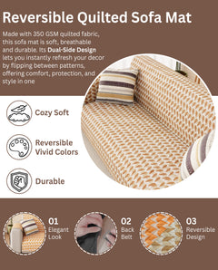 Lukzer Reversible Quilted Sofa Mat with Arms Rhythmic Arcs (SC-181-01/A)