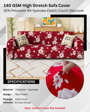 Lukzer Polyester Sofa Cover Red Flower (SC-014-01)