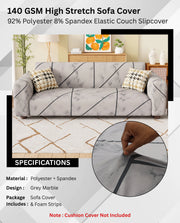 Lukzer Polyester Sofa Cover - Grey Marble (SC-039-01)