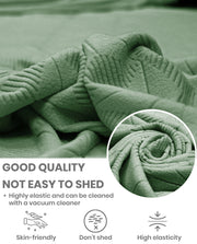 Lukzer Pastel Shades Textured Sofa Cover - Green Starlight Grid (SC-143-01)