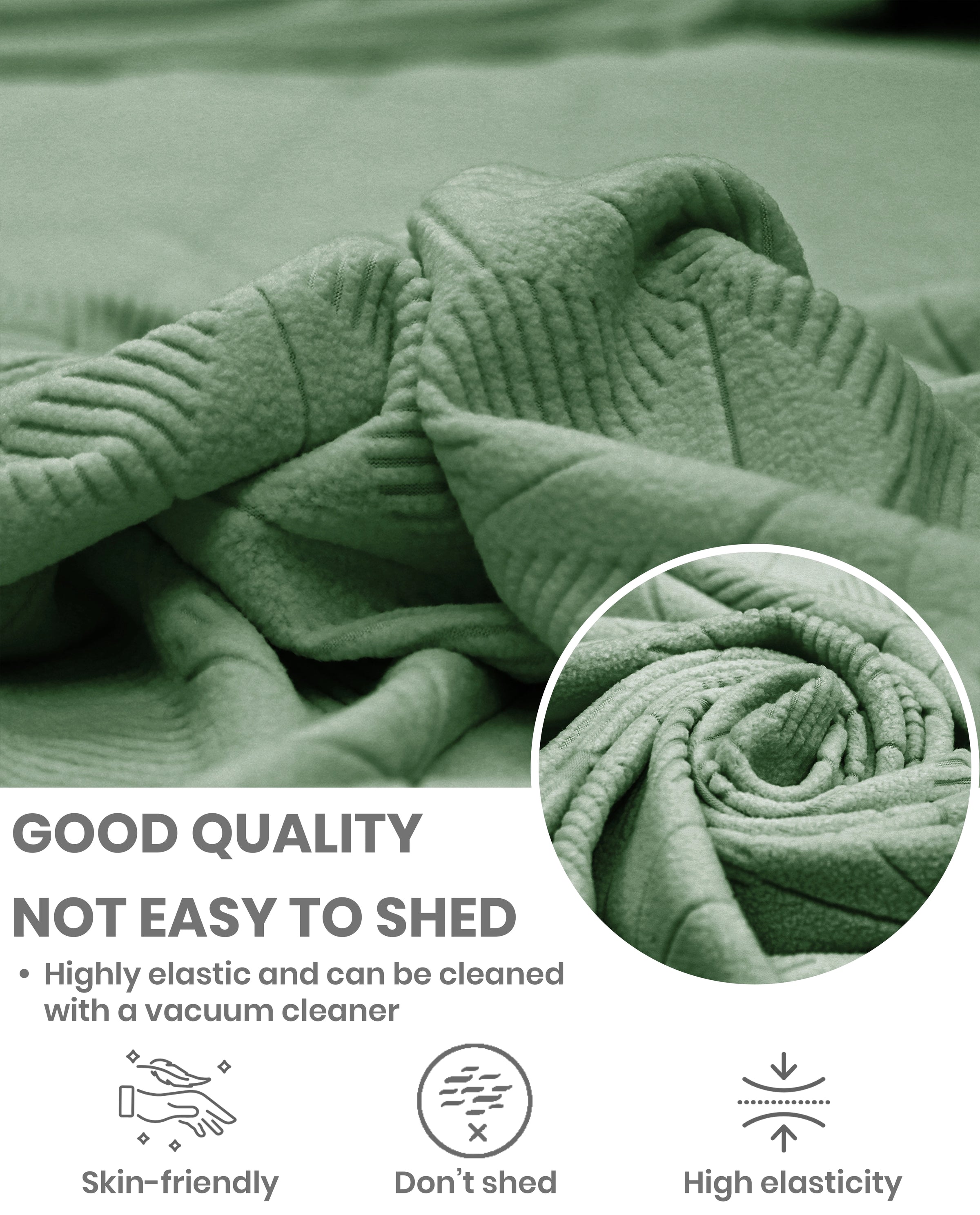 Lukzer Pastel Shades Textured Sofa Cover - Green Starlight Grid (SC-143-01)