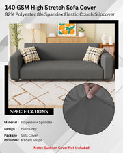 Lukzer Polyester Sofa Cover Plain Grey (SC-030-01)