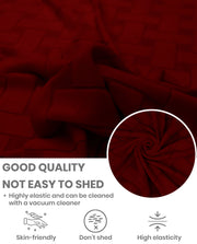 Lukzer Pastel Shades Textured Sofa Cover -  Deep Maroon Basket Weave (SC-116-01)