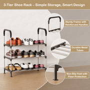 Lukzer 3-Tier Metal & Plastic Space-Saving Shoe Organizer Rack (MSR-003/Silver)