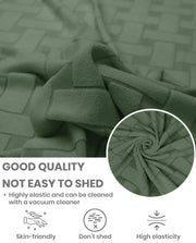 Lukzer Pastel Shades Textured Sofa Cover -  Green Basket Weave (SC-114-01)