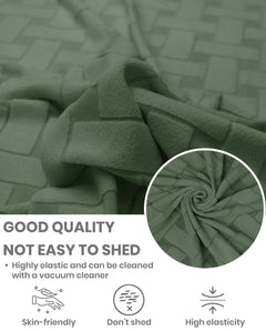 Lukzer Pastel Shades Textured Sofa Cover -  Green Basket Weave (SC-114-01)