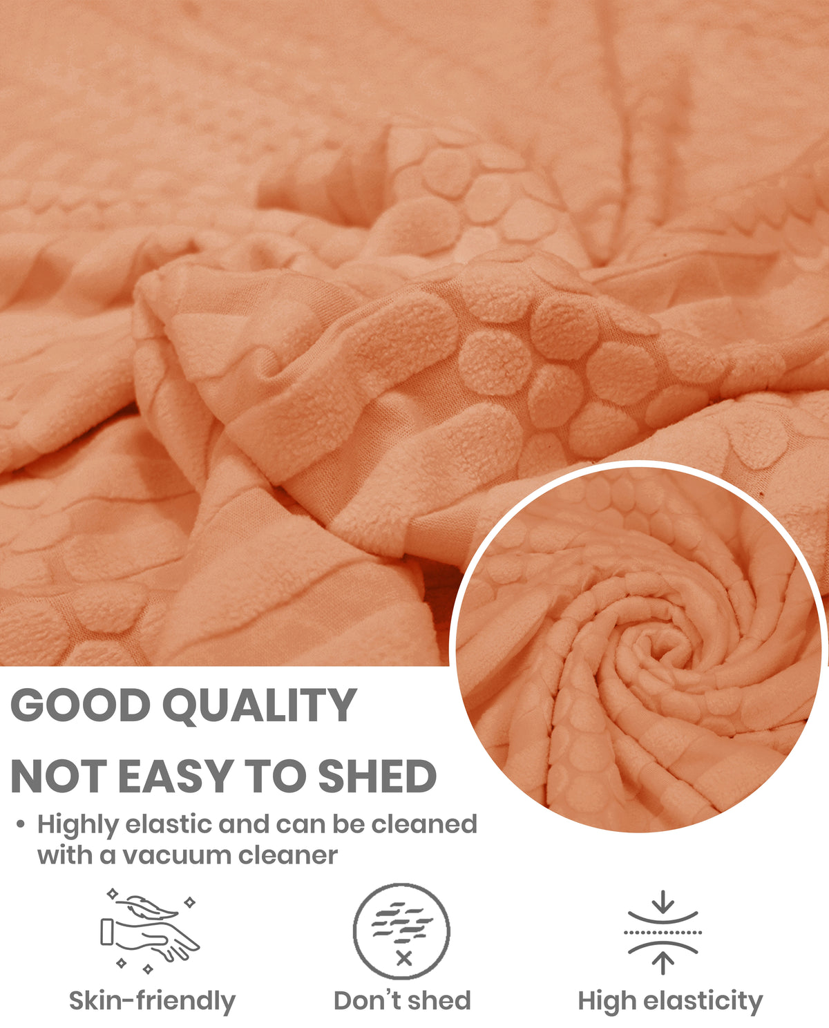 Lukzer Pastel Shades Textured Sofa Cover - Orange Dotted Stripe (SC-069-01)