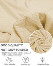 Lukzer Pastel Shades Textured Sofa Cover - Yellow Curved Diamond (SC-087-01)