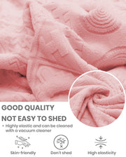 Lukzer Pastel Shades Textured Sofa Cover - Pink Tribal Design (SC-073-01)