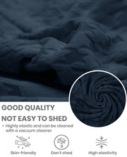 Lukzer Pastel Shades Textured Sofa Cover - Marine Blue Square Knit (SC-180-01)