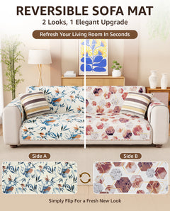 Lukzer Quilted Reversible Marble Mesh Sofa Mat with WaveEdge Ultrasonic Cut (WITH BACK & HAND REST) - SC-204-01WB