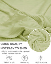 Lukzer Pastel Shades Textured Sofa Cover - Green Wavy Stripes (SC-081-01)