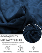 Lukzer Pastel Shades Textured Sofa Cover -  Marine Blue Ripple Lines (SC-166-01)