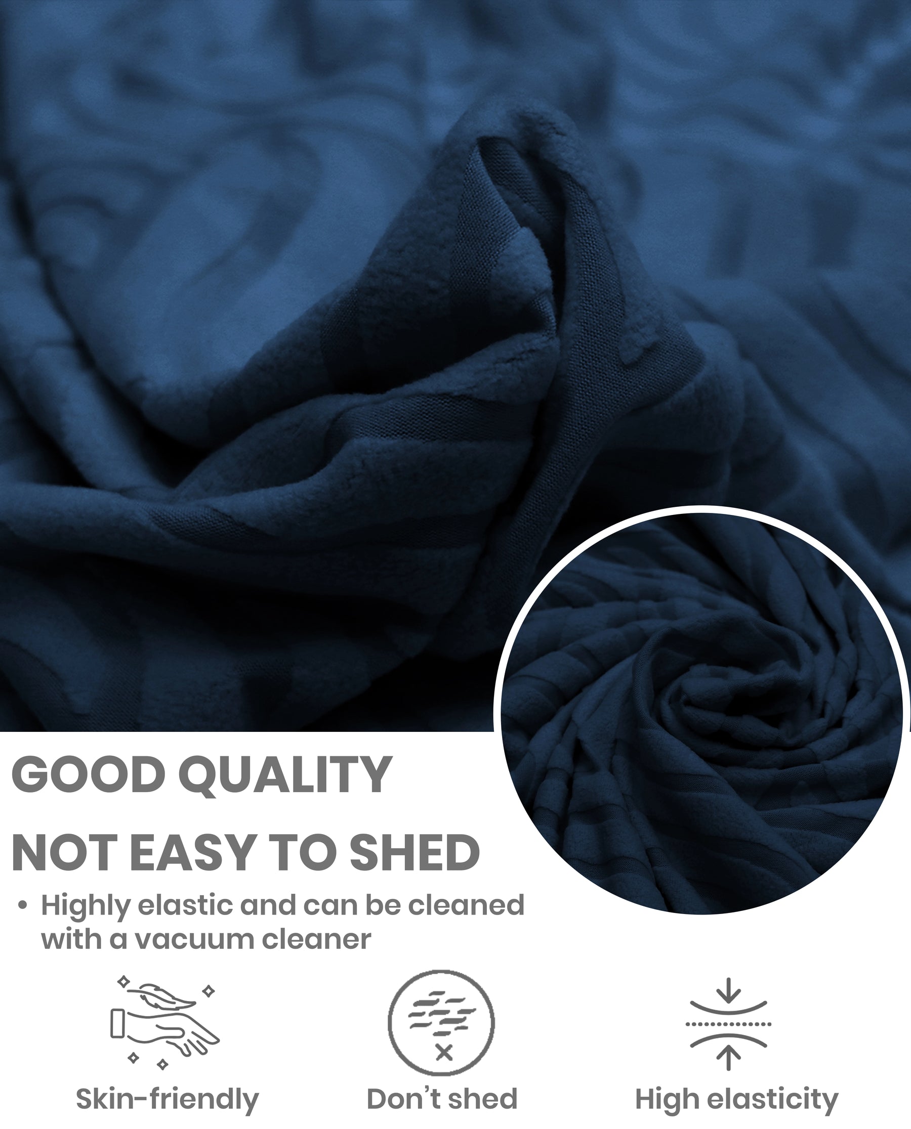 Lukzer Pastel Shades Textured Sofa Cover -  Marine Blue Ripple Lines (SC-166-01)