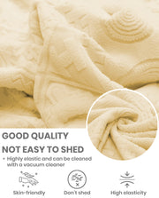 Lukzer Pastel Shades Textured Sofa Cover - Yellow Tribal Design (SC-075-01)