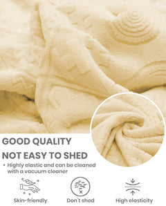 Lukzer Pastel Shades Textured Sofa Cover - Yellow Tribal Design (SC-075-01)