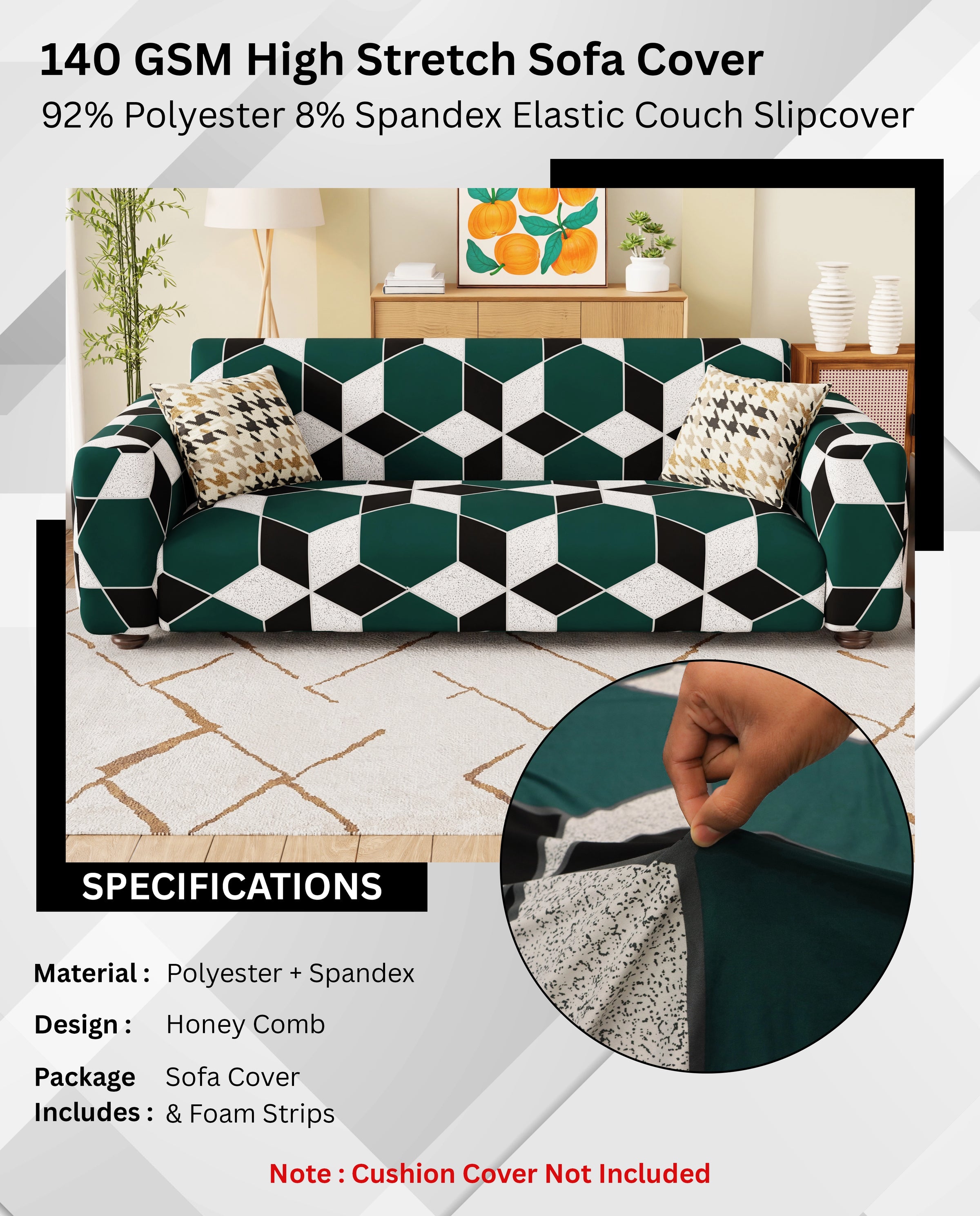 Lukzer Polyester Sofa Cover - Honeycomb (SC-040-01)