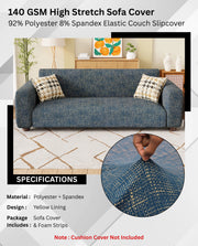 Lukzer Polyester Sofa Cover  Yellow Lining (SC-025-01)