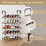 Lukzer 5-Tier Metal & Plastic Space-Saving Shoe Organizer Rack (MSR-005/Silver)