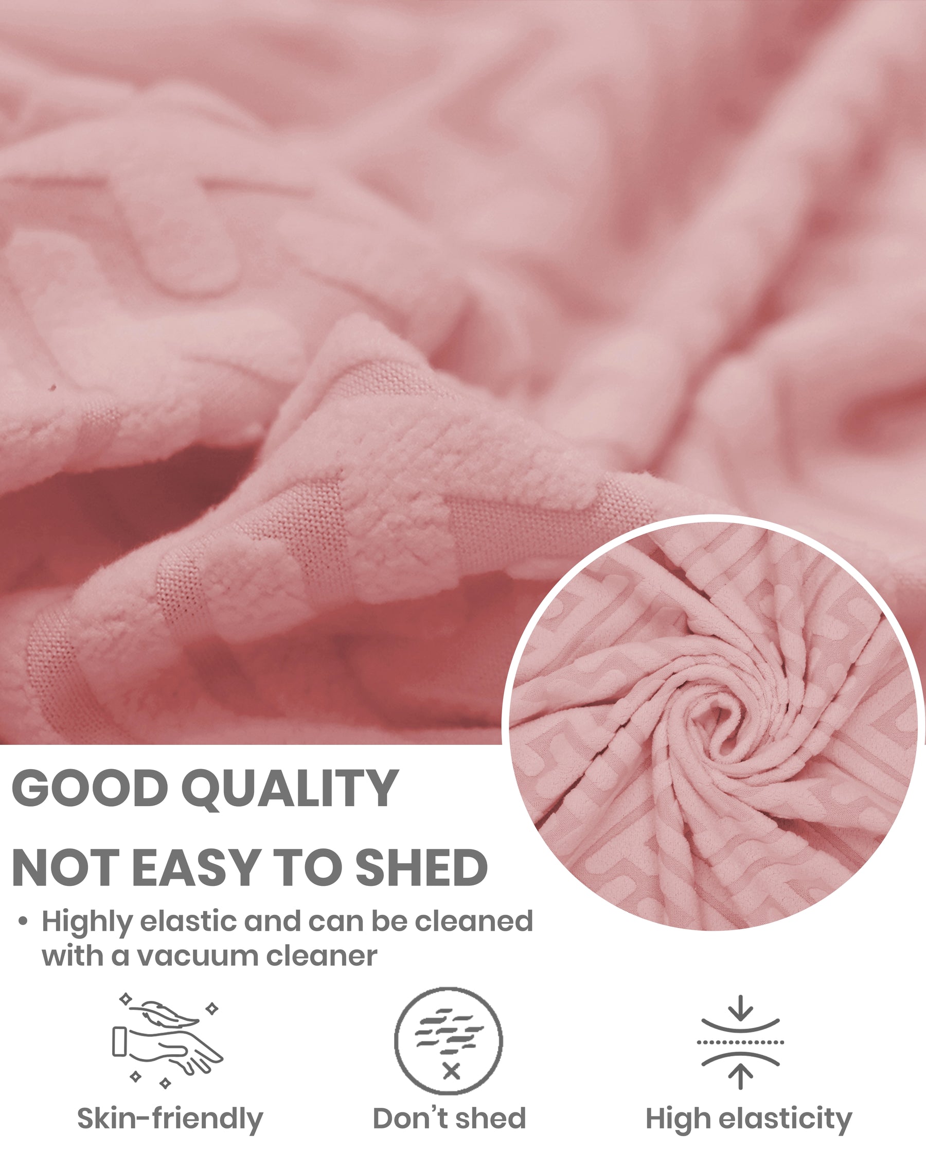Lukzer Pastel Shades Textured Sofa Cover Pink Grid Maze (SC-108-01)