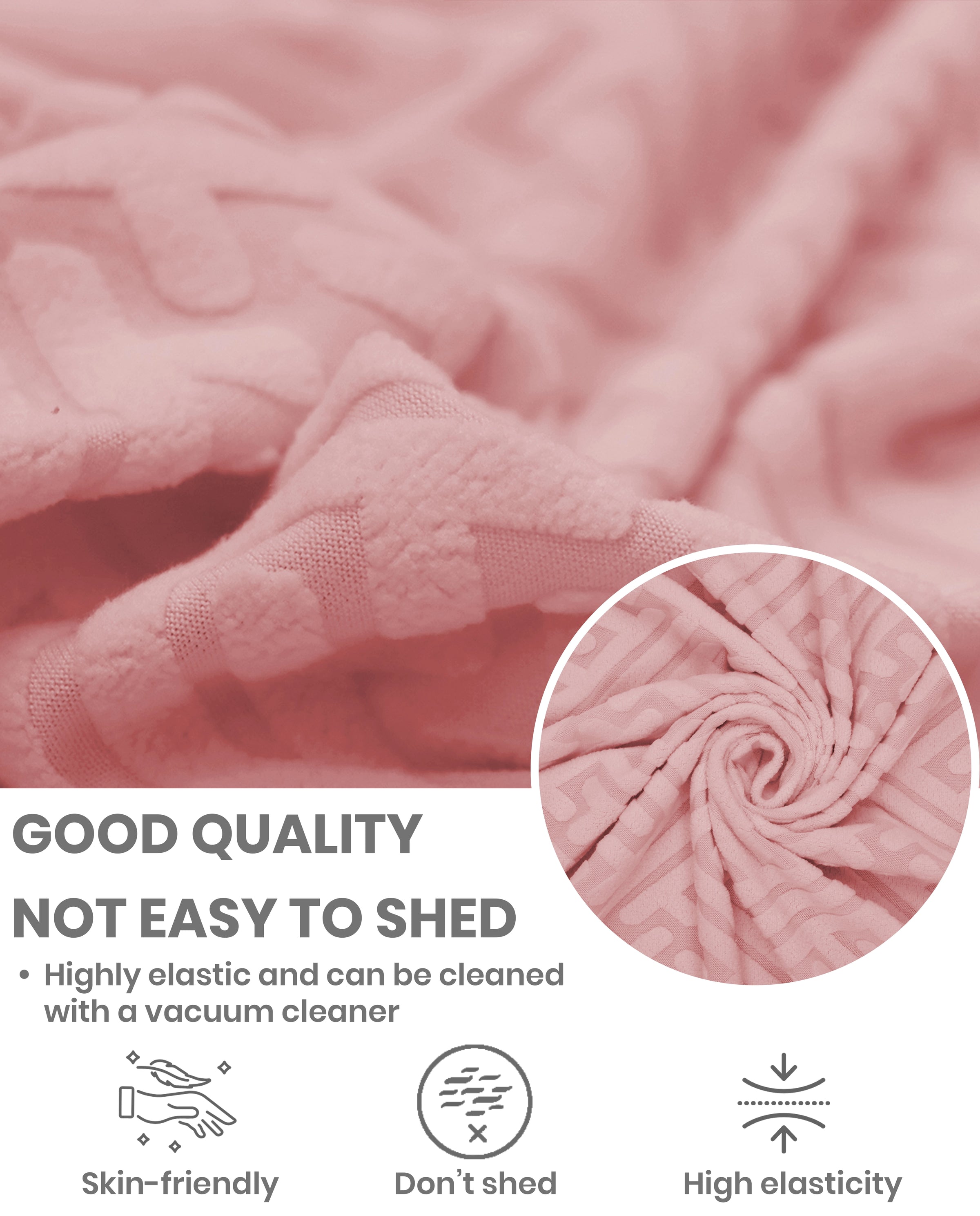 Lukzer Pastel Shades Textured Sofa Cover Pink Grid Maze (SC-108-01)