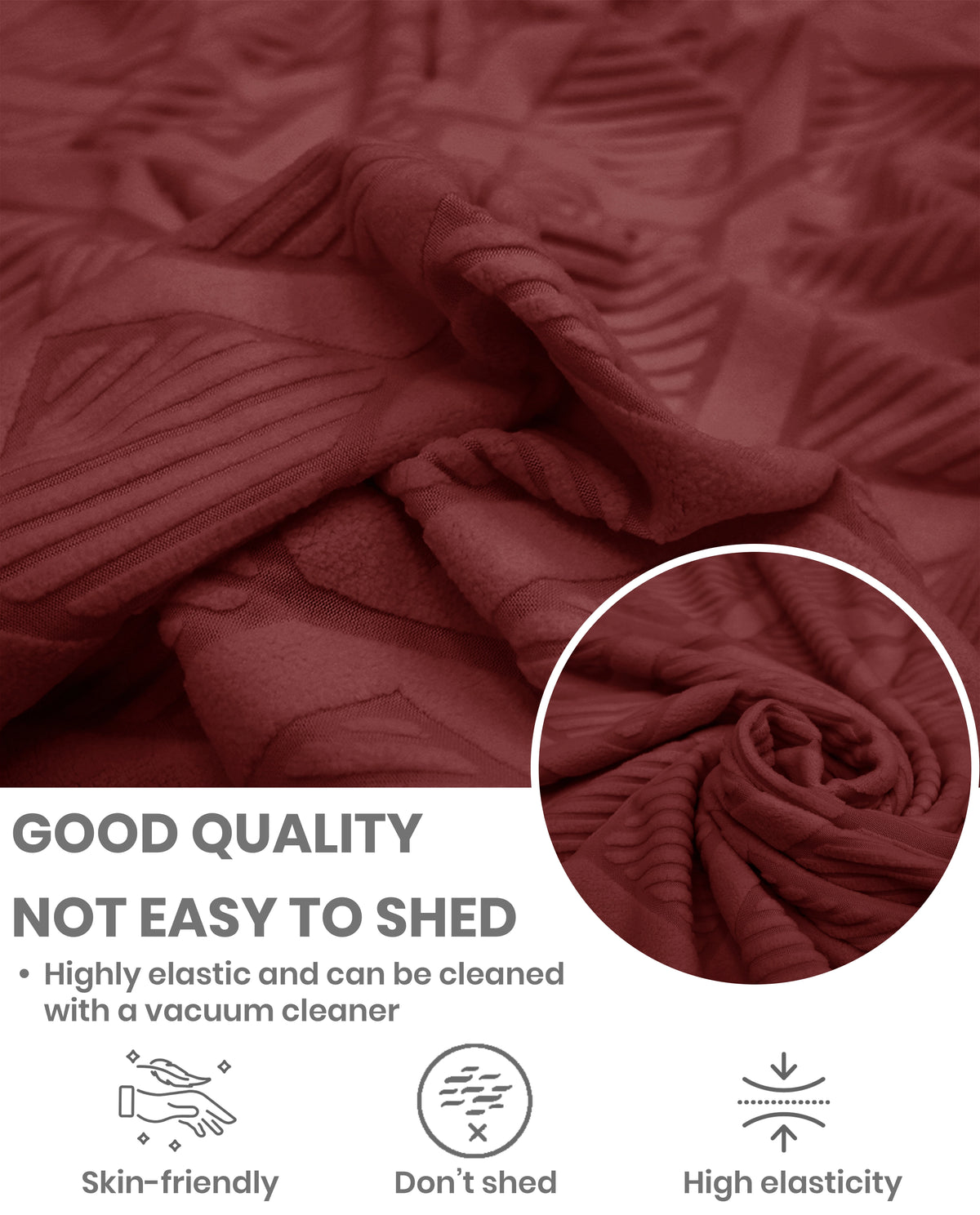 Lukzer Pastel Shades Textured Sofa Cover -  Deep Maroon Diamond (SC-158-01)