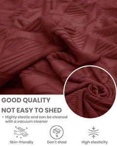 Lukzer Pastel Shades Textured Sofa Cover -  Deep Maroon Diamond (SC-158-01)
