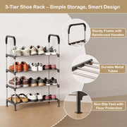 Lukzer 4-Tier Metal & Plastic Space-Saving Shoe Organizer Rack (MSR-004/Silver)