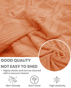 Lukzer Pastel Shades Textured Sofa Cover - Orange Diamond (SC-155-01)