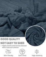 Lukzer Pastel Shades Textured Sofa Cover - Marine Blue Dotted Stripe (SC-134-01)