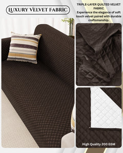 Lukzer Quilted Velvet Sofa Mat Dark Umber (SC-221-01)