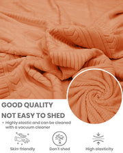 Lukzer Pastel Shades Textured Sofa Cover - Orange Zigzag (SC-079-01)