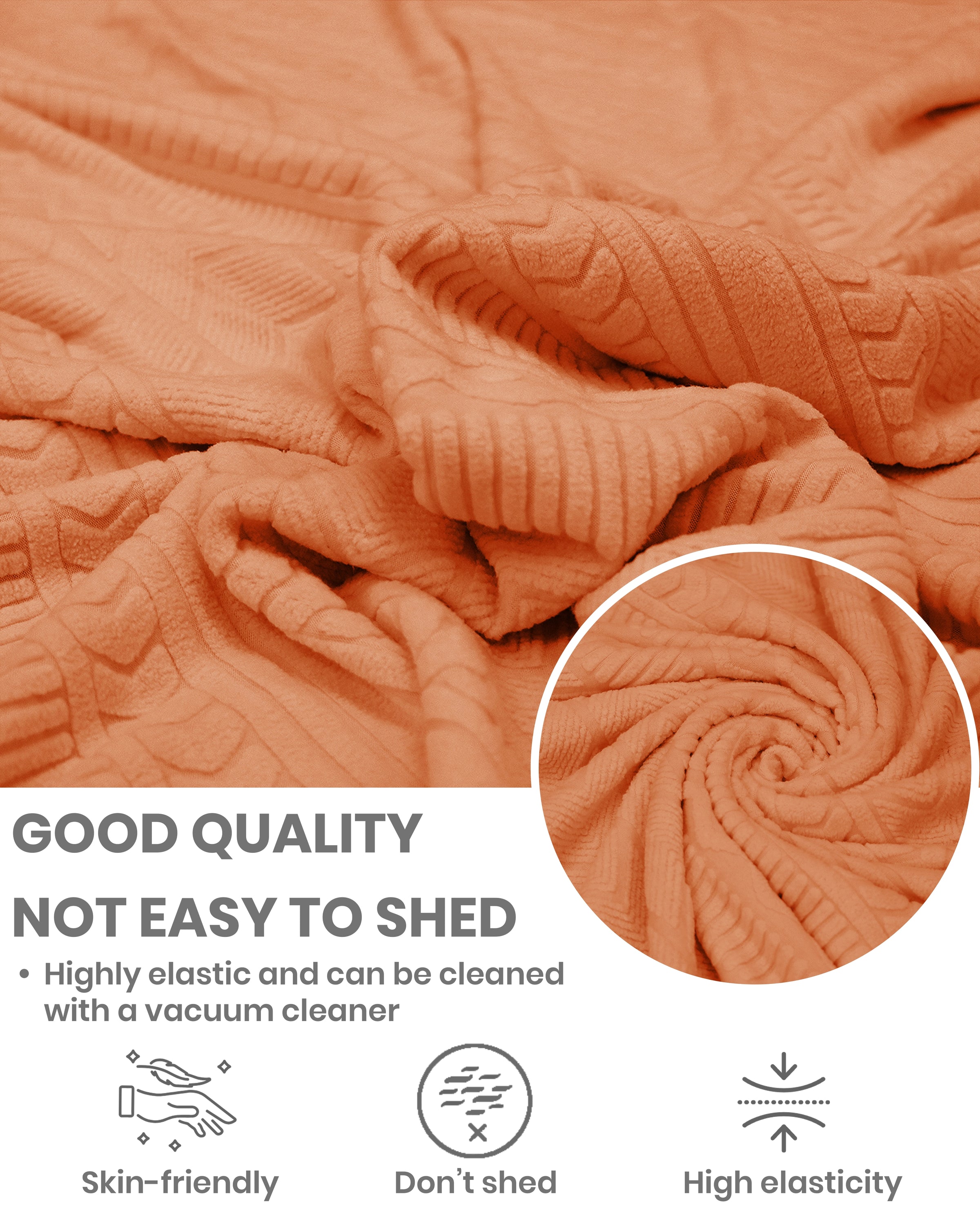 Lukzer Pastel Shades Textured Sofa Cover - Orange Zigzag (SC-079-01)