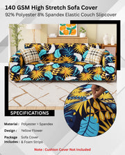 Lukzer Polyester Sofa Cover Yellow Flower (SC-018-01)