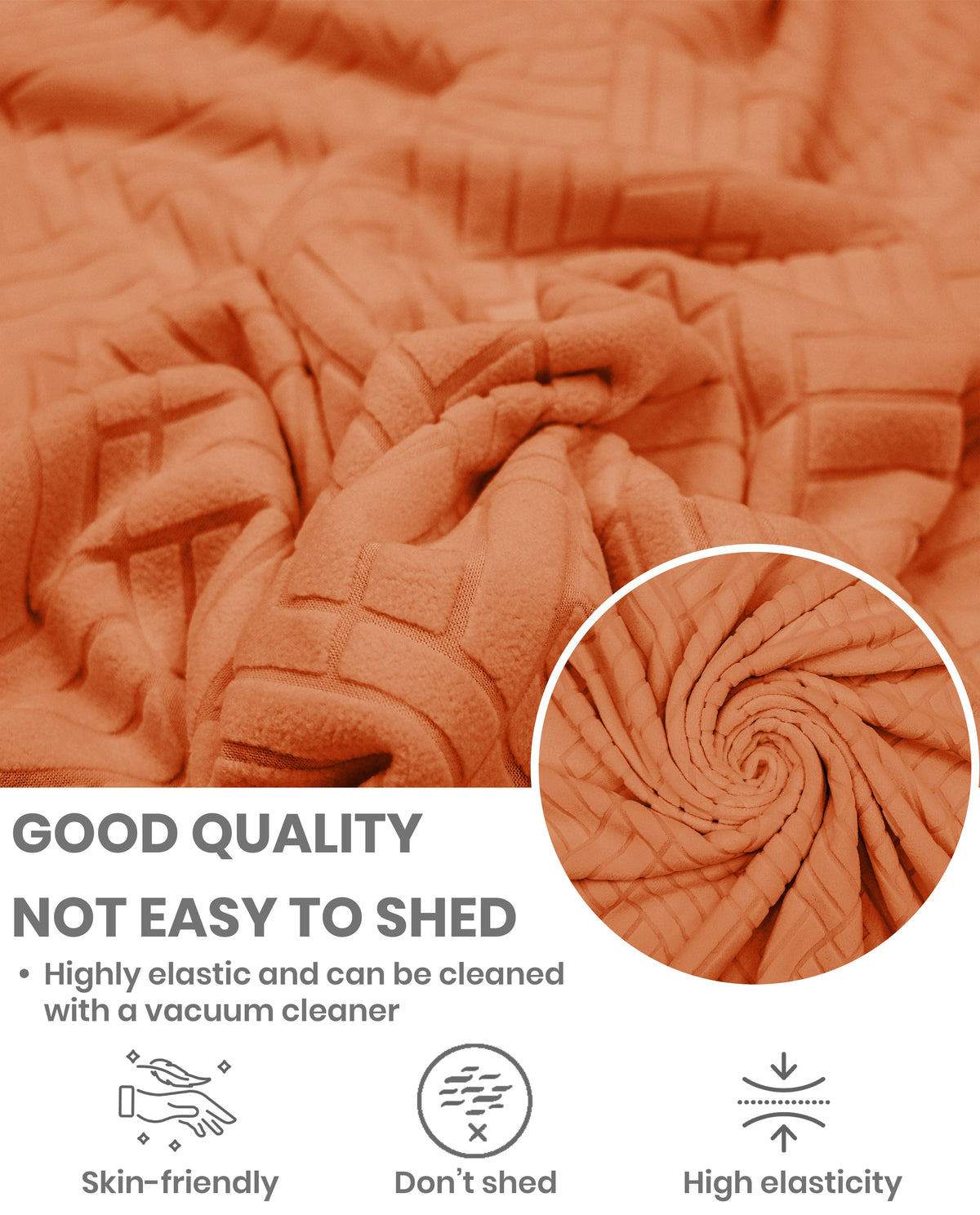 Lukzer Pastel Shades Textured Sofa Cover - Orange Abstract (SC-169-01)
