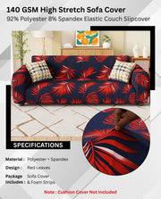 Lukzer Polyester Sofa Cover Red Leaves (SC-015-01)