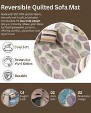 Lukzer Reversible Quilted Sofa Mat with Arms Ocean Breeze (SC-183-01/A)