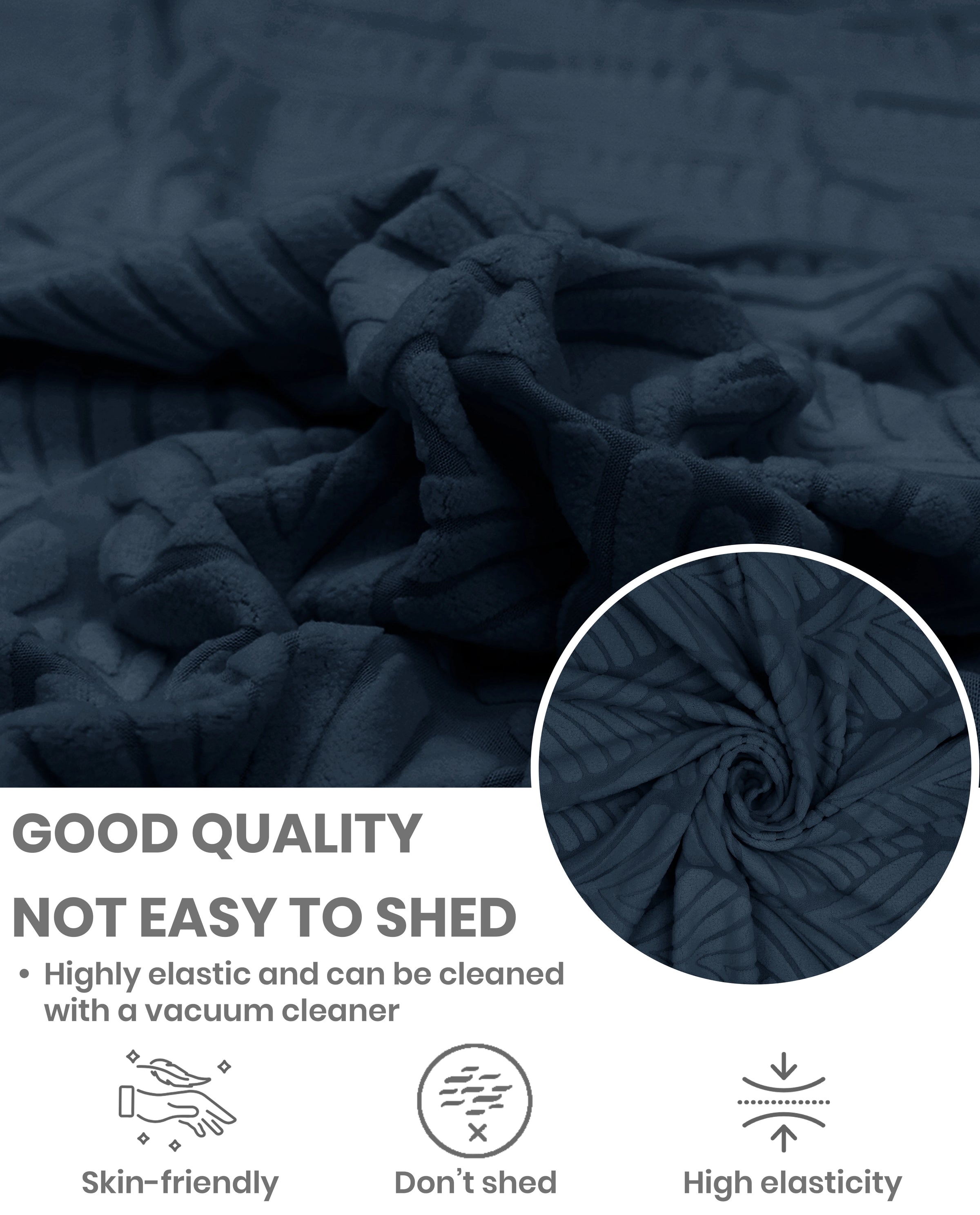 Lukzer Pastel Shades Textured Sofa Cover -  Marine Blue Leaf Trail (SC-131-01)
