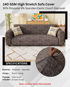 Lukzer Polyester Sofa Cover  Brown Lining (SC-024-01)