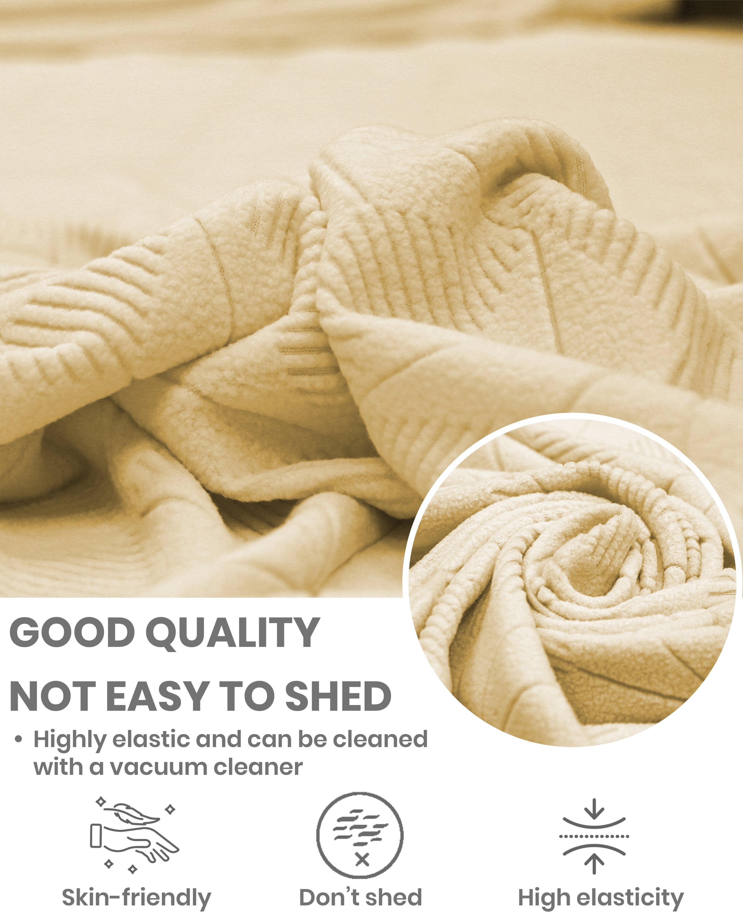 Lukzer Pastel Shades Textured Sofa Cover - Yellow Starlight Grid (SC-141-01)