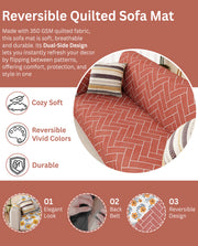 Lukzer Reversible Quilted Sofa Mat with Arms Brick Bloom (SC-201-01)