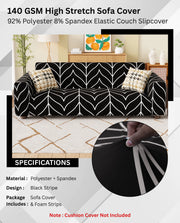 Lukzer Polyester Sofa Cover Black Stripe (SC-027-01)