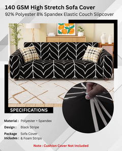 Lukzer Polyester Sofa Cover Black Stripe (SC-027-01)