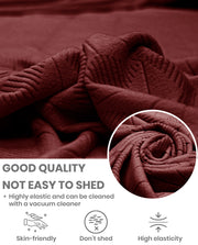 Lukzer Pastel Shades Textured Sofa Cover - Deep Maroon Starlight Grid (SC-145-01)