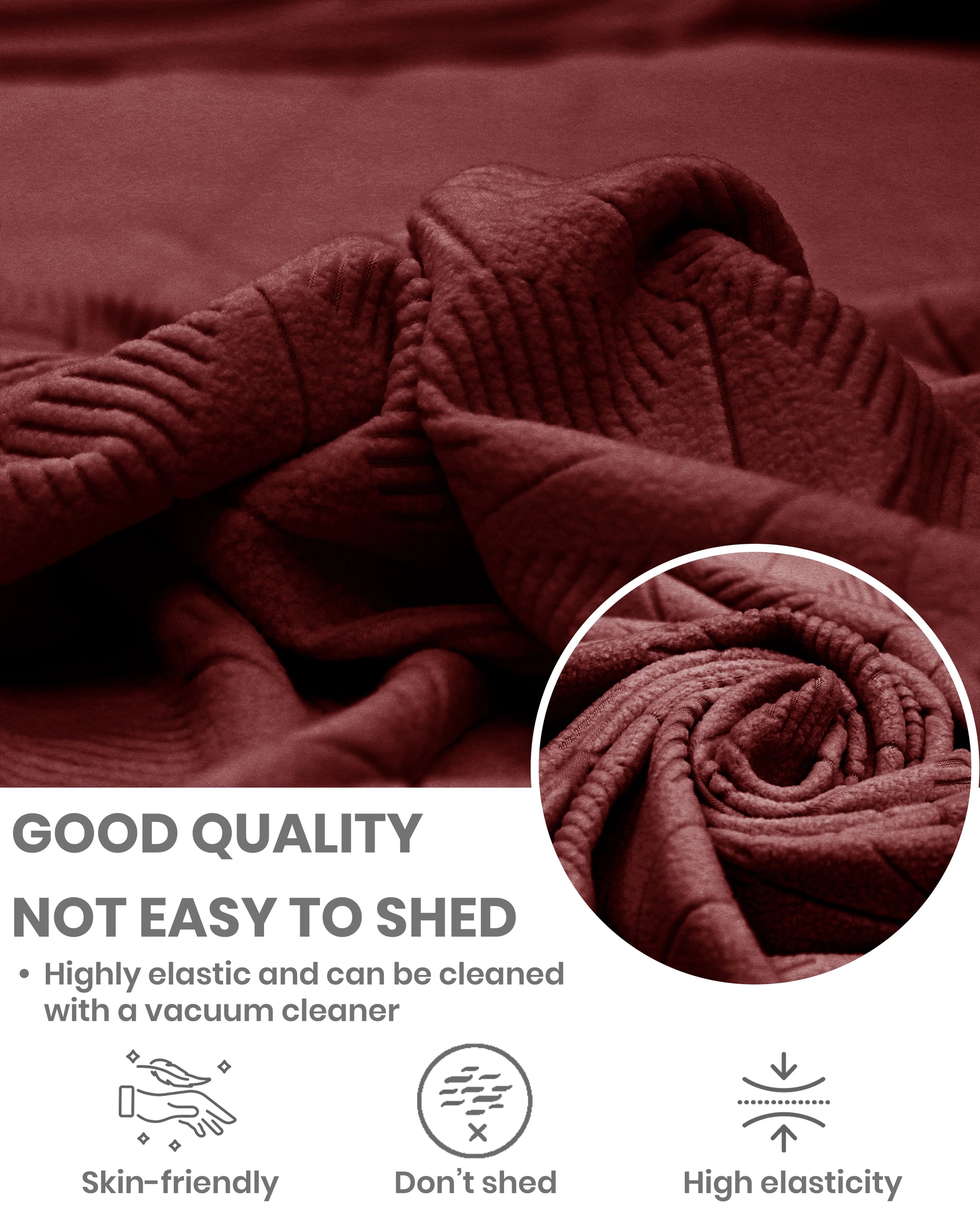 Lukzer Pastel Shades Textured Sofa Cover - Deep Maroon Starlight Grid (SC-145-01)