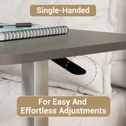 Lukzer Modern Adjustable Overbed Study Table with Wheels (MST-002/Black & Black)