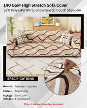 Lukzer Polyester Sofa Cover - Beige Lining (SC-021-01)