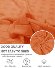 Lukzer Pastel Shades Textured Sofa Cover -  Orange Basket Weave (SC-113-01)