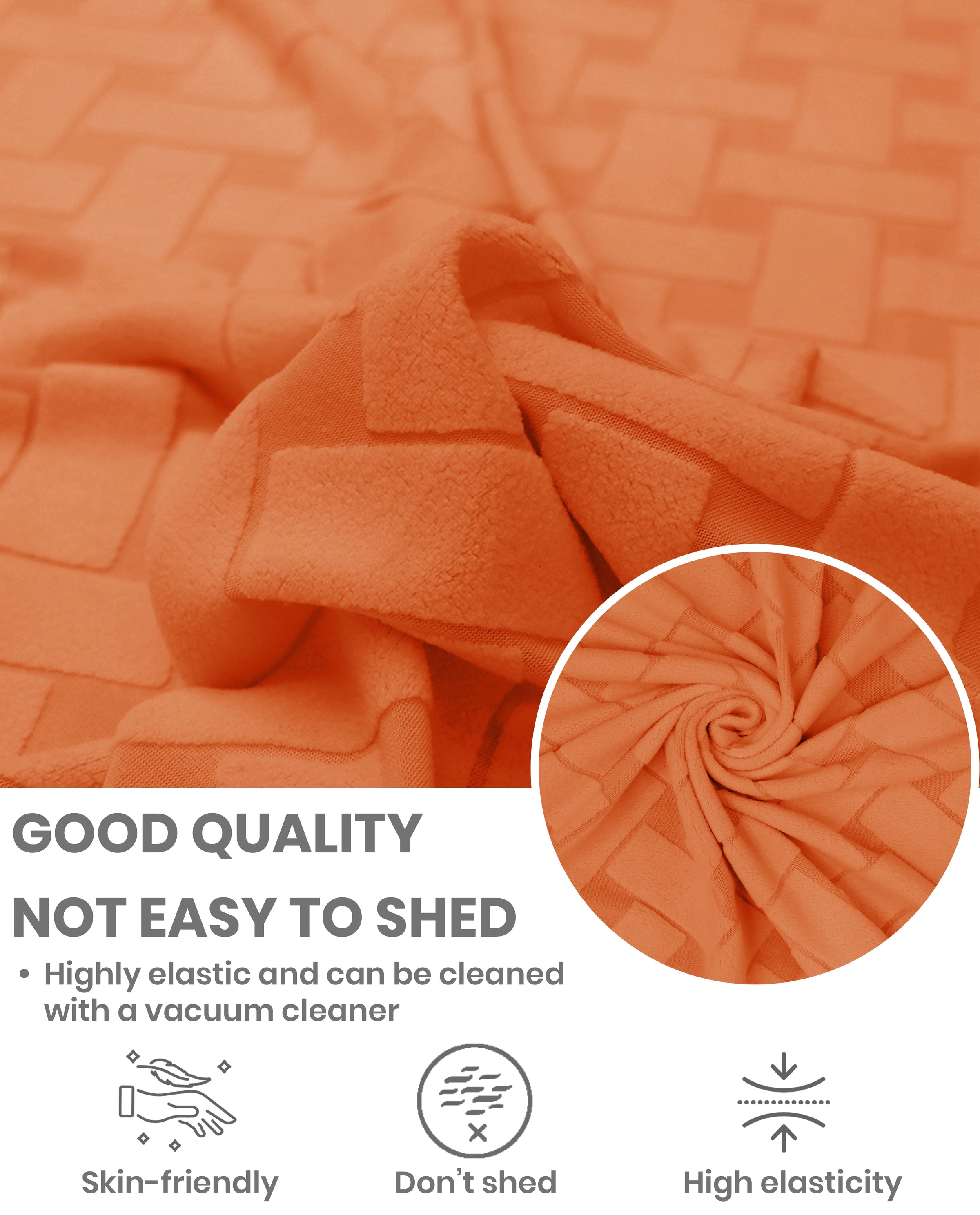 Lukzer Pastel Shades Textured Sofa Cover -  Orange Basket Weave (SC-113-01)